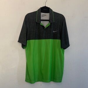 Nike Men's Charcoal and Lime Polo Shirt